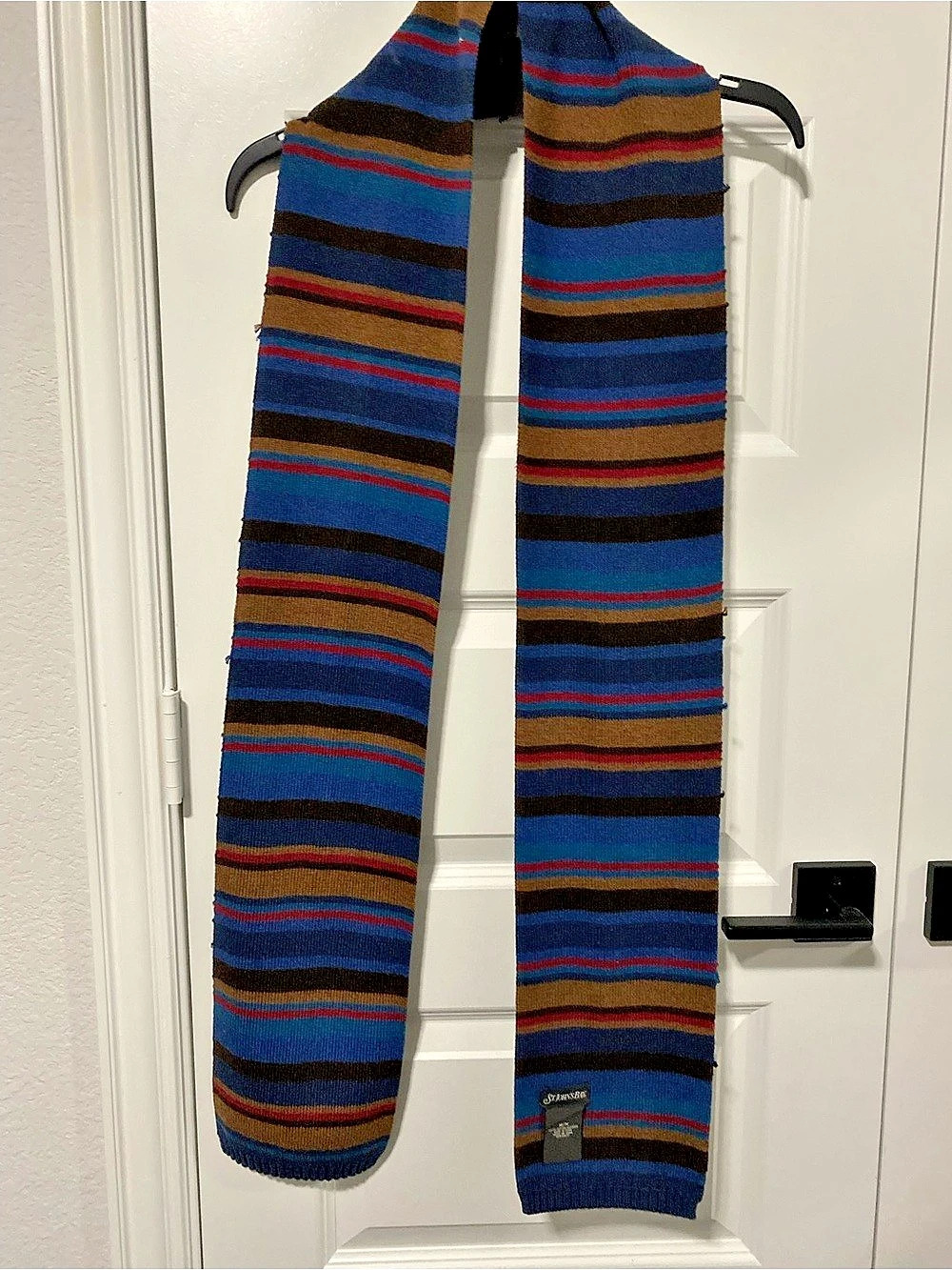 St. John’s Bay Striped Knit Scarf in Blue & Brown Like New